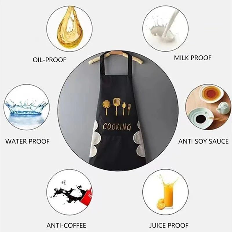 Image of HROY Kitchen Apron for Women & Men with Pocket & Side Towel | Kitchen Apron for Women & Men with Pocket & Side Towel | Reusable Cooking Chef Apron for Home Kitchen