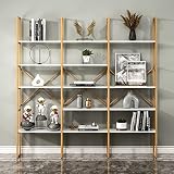 Jehiatek Gold Bookshelf 5 Tiers, Geometric Bookcase, 71"L x 71"H Tall Gold Shelves Etagere Book Case
