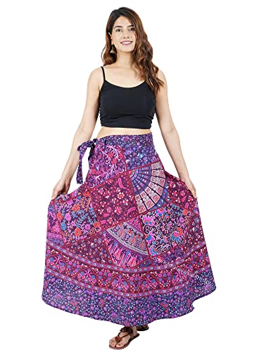 Gajanad Artistry Handmade Indian Cotton Wrap Around Skirt For Women Purple #TOP14