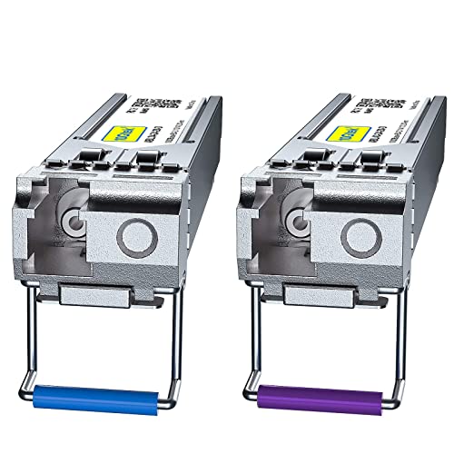 Image of 10Gtek 2-Pair of 1.25G SFP Bidi Transceiver, 1000Base-BIDI SingleMode Simplex LC Fiber Module for Cisco GLC-BX-D, Ubiquiti UniFi UF-SM-1G-S, Mikrotik and More, SMF 1490nm /1310nm, DDM, up to 20 km