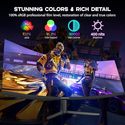 Image of 49 inch Curved Monitor with Remote, 165Hz WDQHD(5120 x 1440p) 5K Ultrawide Gaming Monitor R1500, HDR400, 3000:1 Contrast, sRGB 100%, USB-C, FreeSync, PIP /PBP, Built-in Speaker, HDMI 2.1 & DP 1.4