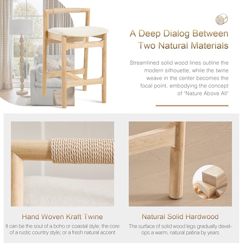 Image of Zesthouse Wood Counter Stools with Woven Paper Cord Accent Back, Set of 2
