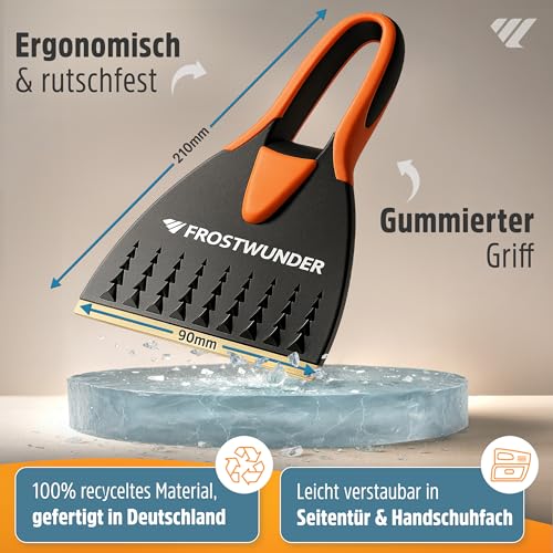 FROSTWUNDER Das Original - Eiskratzer Messingklinge [Made in Germany] - 100% recycelter Eiskratzer Auto Messingklinge - Langlebiger Auto Eiskratzer - Messing Eiskratzer - Scheibenkratzer Auto Stabil