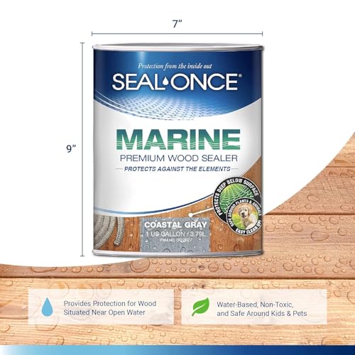 Image of SEAL-ONCE Marine Ready Mix Wood Sealer and Stain, Coastal Gray, 2 Gallon