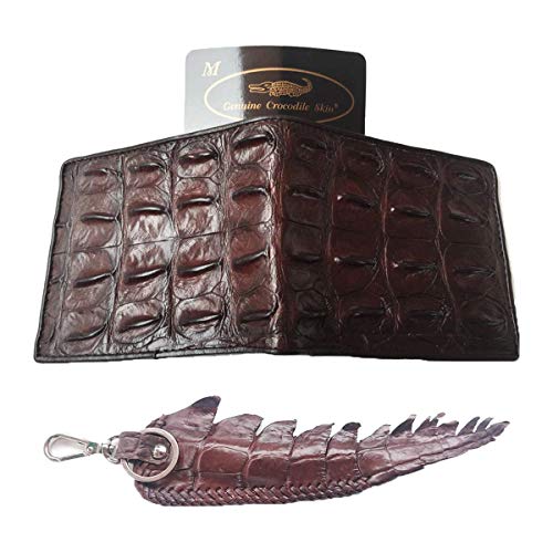 Julie Genuine Real Backbone Crocodile Skin Leather Man Bifold Dark Brown Wallet2