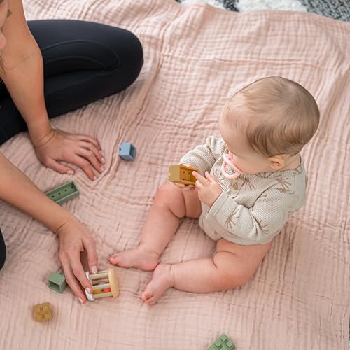 Image of Comfy Cubs Muslin Baby Blanket - Soft, Lightweight, 6-Layer Cotton Swaddle Blankets for Newborns, Infants & Toddlers - 40 inch x 40 inch Large, Breathable & Versatile for Sleeping & Tummy Time - Blush