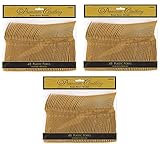 Amscan Reusable Party Premium Heavy Weight Forks Cutlery (144 Piece), Gold, 9.7 x 10.3'