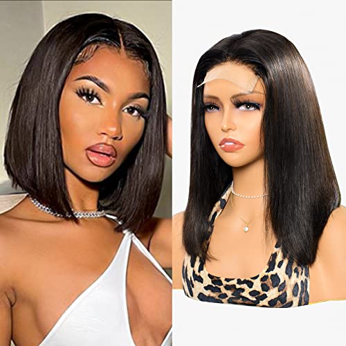 MS.Merry Korta Bob Peruker med Äkta Hår 4x4 Lace Front Bob Peruker 8 Tum Brasilianskt Virgin Hair...