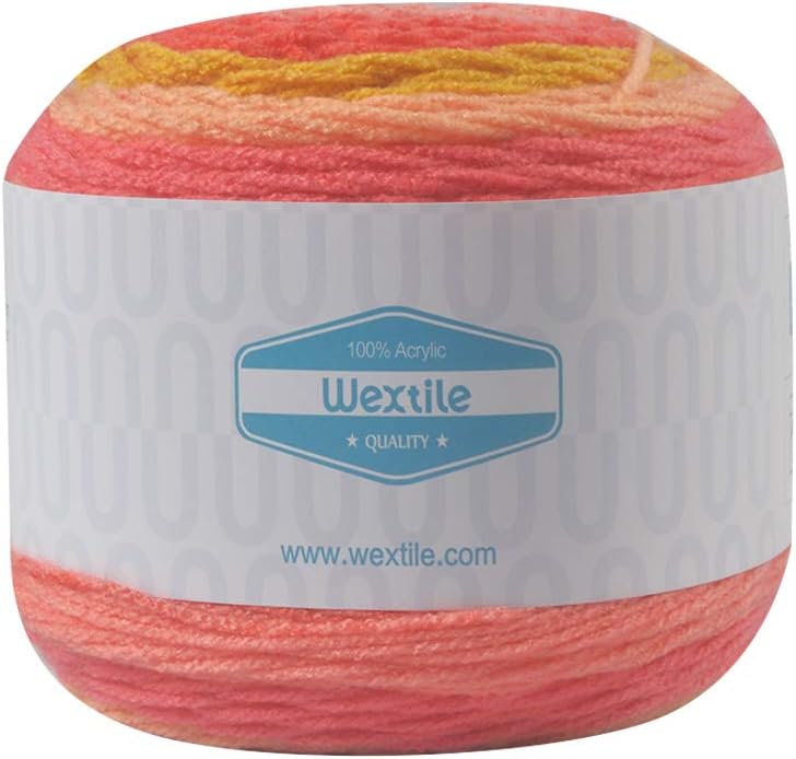 Big Cakes Self Striping Yarn- 2 Packs Wextile Acrylic Multicolor Wonderful Knitting Roll Perfect for Crochet & Knitting, 350 Meters 380 Yards per Ball (#20)