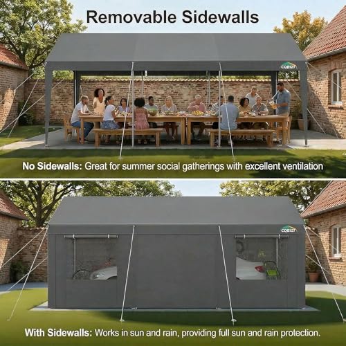 Image of COBIZI 10x20 FT Heavy Duty Carport with Galvanized Frame,