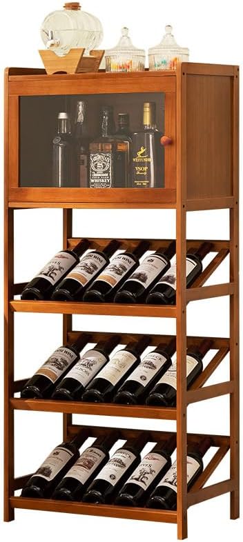 AOUTNワイン収納キャビネット。竹製、オープンワインキャビネット、一体型キャビネット。ワインディスプレイキャビネット。仕切り付きの