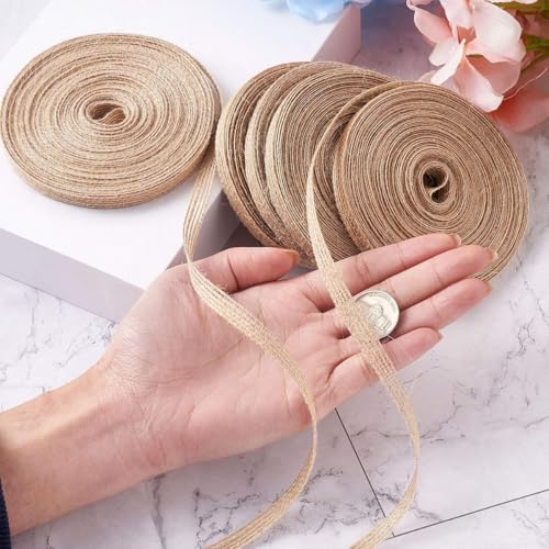 Image of PATPAT 5 Rolls Jute Burlap Ribbon, 3.94 inches Creative Jute Cloth Roll
