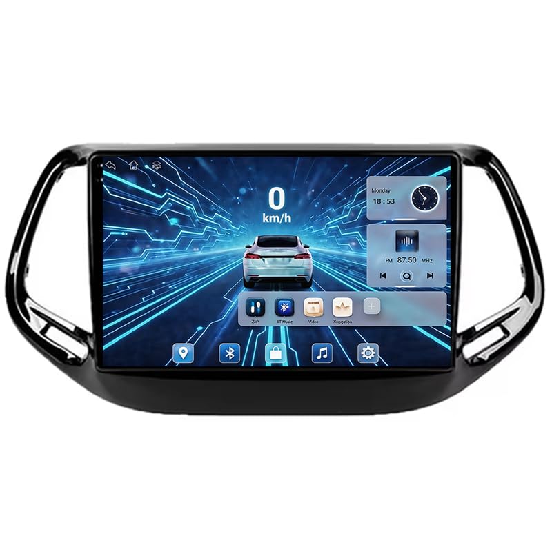 Autoradio Android pour voyager en Jeep Compass en musique avec le Bluetooth et l'écran 9''