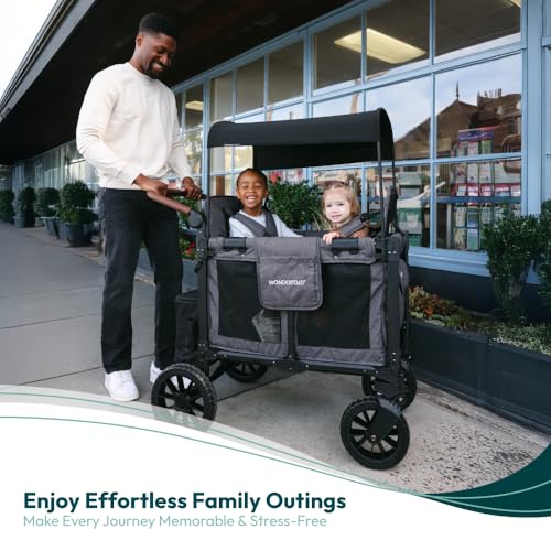 Image of WonderFold W2 Luxe Pro Stroller Wagon, Aluminum Frame, 2 Seater, Gray