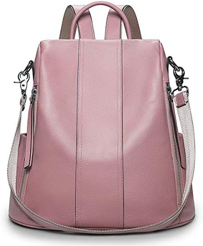 S-ZONE Women Soft Leather Backpack Anti-theft Purse Ladies Waterproof Rucksack School Bag