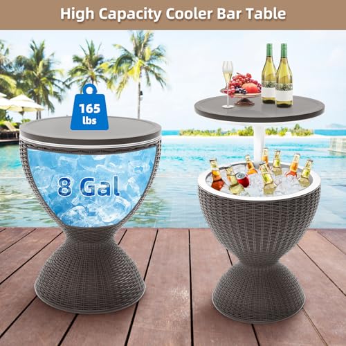 SHAREWIN Portable Outdoor Cooler Table, 8 Gallon Ice Cooler with Drainage Plug, Lift Top Lid 3-in-1 Rattan Style Patio Bar Side Table – Perfect for Parties by SHAREWIN - Image 5