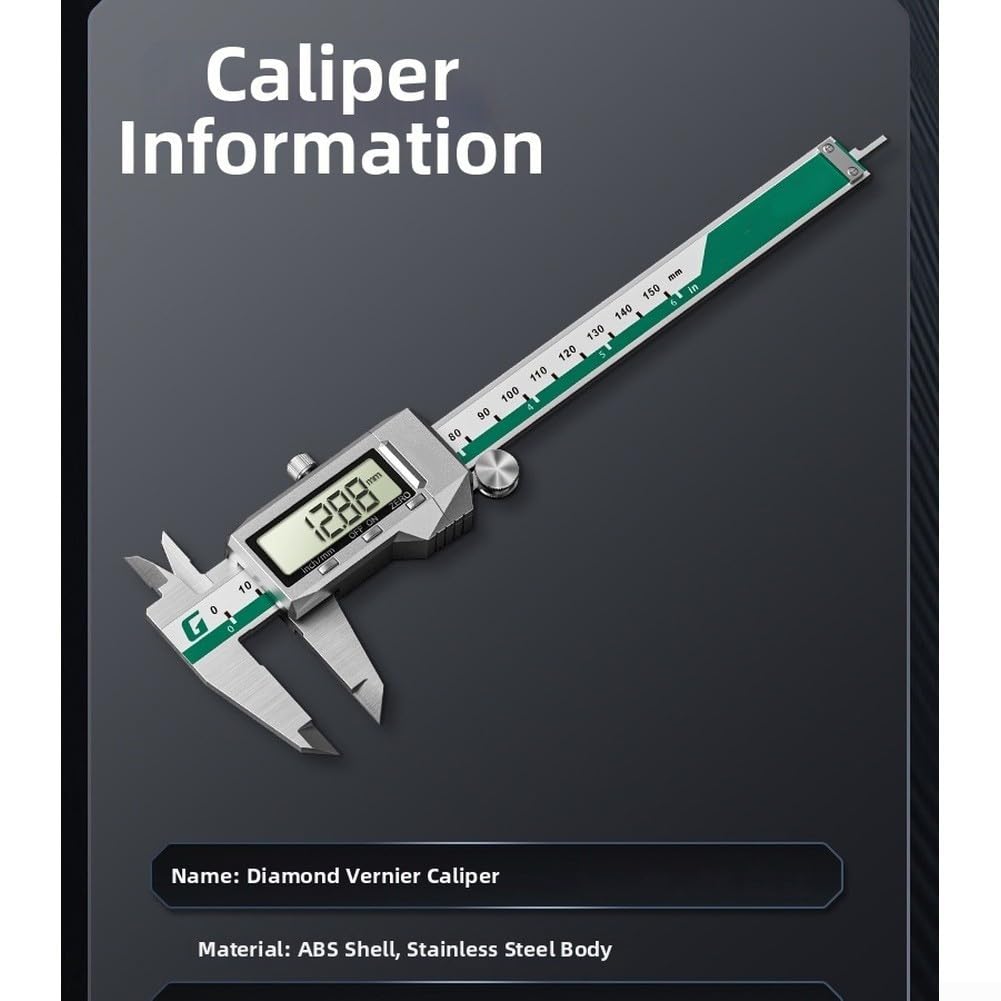Calibrador de pantalla LCD grande de 150 mm, micrómetro electrónico, medidor de profundidad preciso, pantalla de doble unidad para tareas de metalurgia (300 mm)