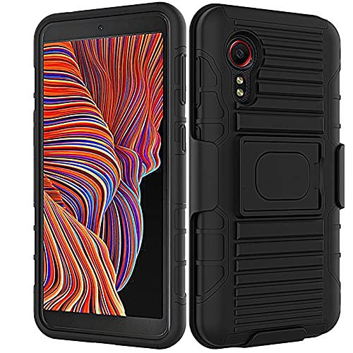 Ailiber Compatible with Samsung Galaxy Xcover 5 Case, Galaxy X Cover 5 Belt Clip Holster with Screen Protector, Kickstand Holder Mounting Plate, Rugged Shockproof Heavy Duty Cover for Xcover 5-Black