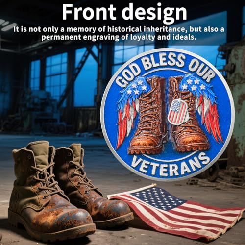 24 Pack Veterans Challenge Coins - Bulk God Bless Our Veterans & Our Heroes Our Pride Military Coins - Thank You for Your Service Gifts for Veterans Day,Army, Navy, Air Force by YGLLSSY - Image 2