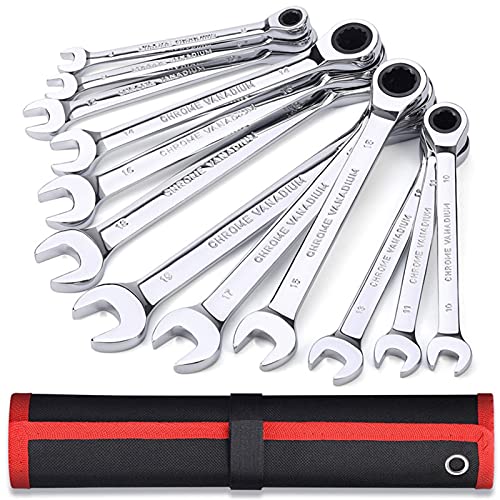 MITINGER Spanner Set,Ratchet Spanner Ratchet Combination Metric Wrench Set Hand Tools for Nut Tools Ring Spanner Torque Gear Ring Wrench Combination Key(12pcs) - Image 3