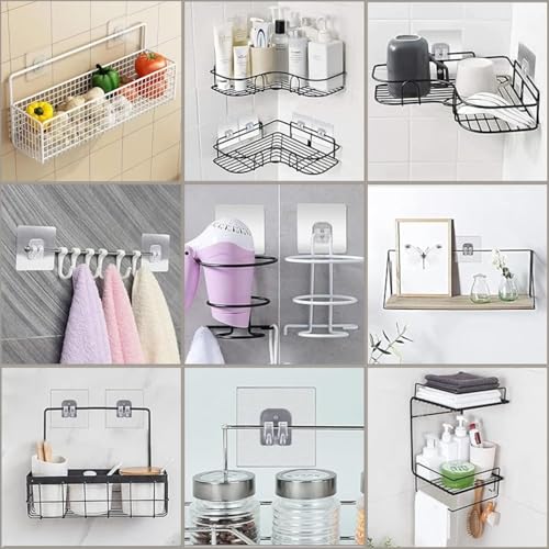 Image of Self Adhesive Wall Hooks for Hanging | Transparent Waterproof Strong Hooks | No Drill Heavy Duty Wall Hanging Hook for Kitchen, Bathroom & Home (Magic Hook-5 Count)