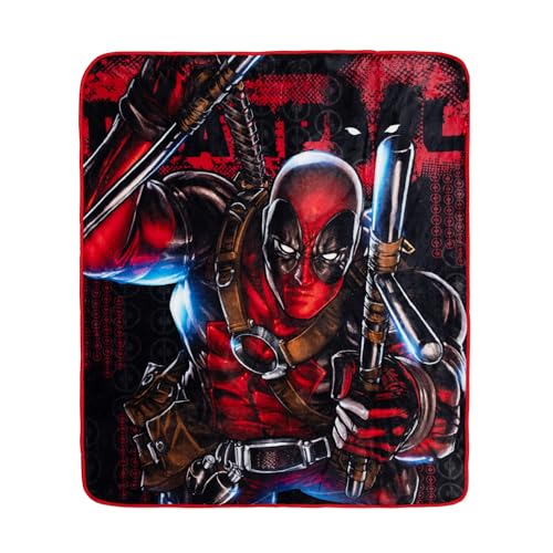 Marvel Comics Deadpool Batons Raschel Throw Blanket | Soft Polyester Cover for Sofa Bed | 50 x 60 Inches