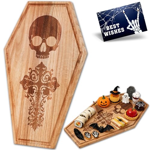 Tabla de cortar Halloween ataúd madera acacia 43x27 cm miniatura 1