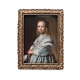 SYLVIA'S SHOP Vintage 5x7 Picture Frame, Antique Ornate Photo Frame, Table Top and Wall Hanging Retro Decor, Old Fashioned Photo Gallery Art, Bronze Gold and Navy Blue