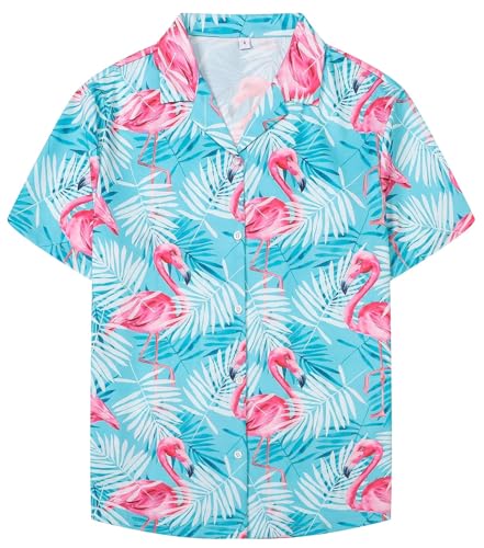 Image of SANGTREE Girls & Women's Hawaiian Shirts Button Down Short Sleeve Floral Tropical Shirt Beach Vacation Blouse Tops