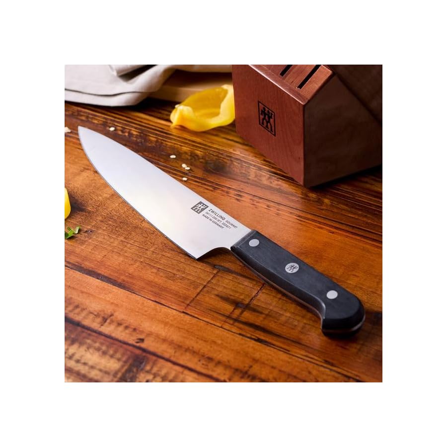 ZWILLING Gourmet 10-Piece Razor-Sharp German Knife Block Set, Made in Company-Owned German Factory with Special Formula Steel perfected for almost 300 Years, Dishwasher Safe, Acacia Block