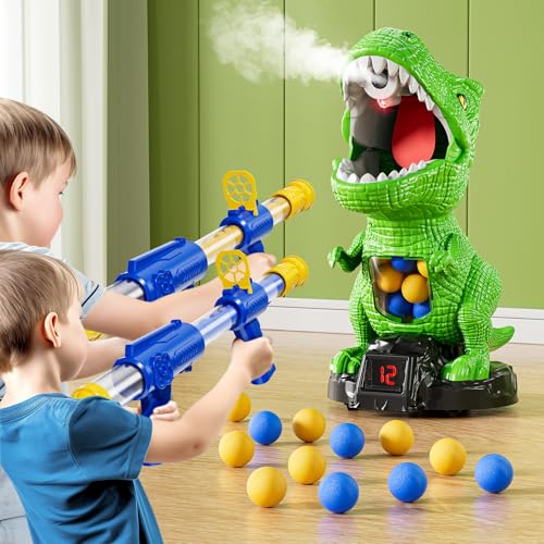 NIPLOOOW Dinosaur Shooting Toys for Kids 3-5 Years, Movable Target Shooting Games with 2 Air Pump...