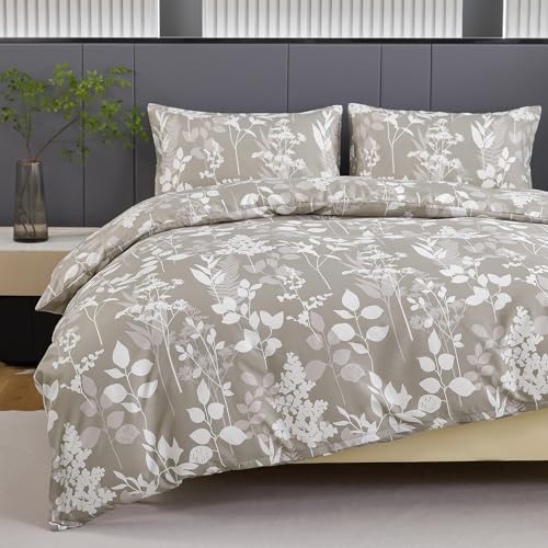 Jemiipee Bettwäsche-Set mit Blumenmuster, Bettbezug und Kissenbezug, Bettwäsche Deckenbezug Wendebettwäsche Mikrofaser Weich mit Reißverschluss