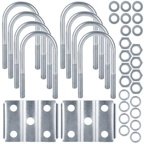 EATHEATY 2 Set Trailer U Bolt Kits for 3500-7000lbs - Trailer Axle U Bolt Leaf Spring U Bolts Kit - 2 3/8 Round Trailer Axle 6 1/4 Long 1/2 Diameter 2.3 Thread Pitch for 1 3/4 Spring