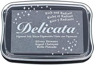 Tsukineko Delicata Shimmer Ink Pad, Silver,40 x 40 cm