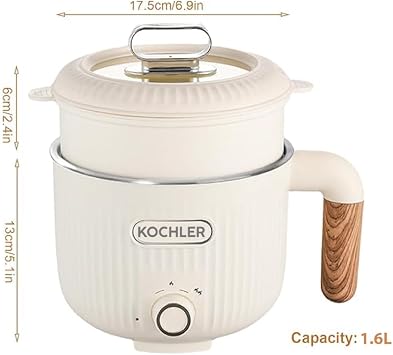 Kochler Çok Amaçlı Elektrikli Tencere | 600W | 1.6L | Buharlı ve Yağda Pişirme Özellikli -JJ18B-1