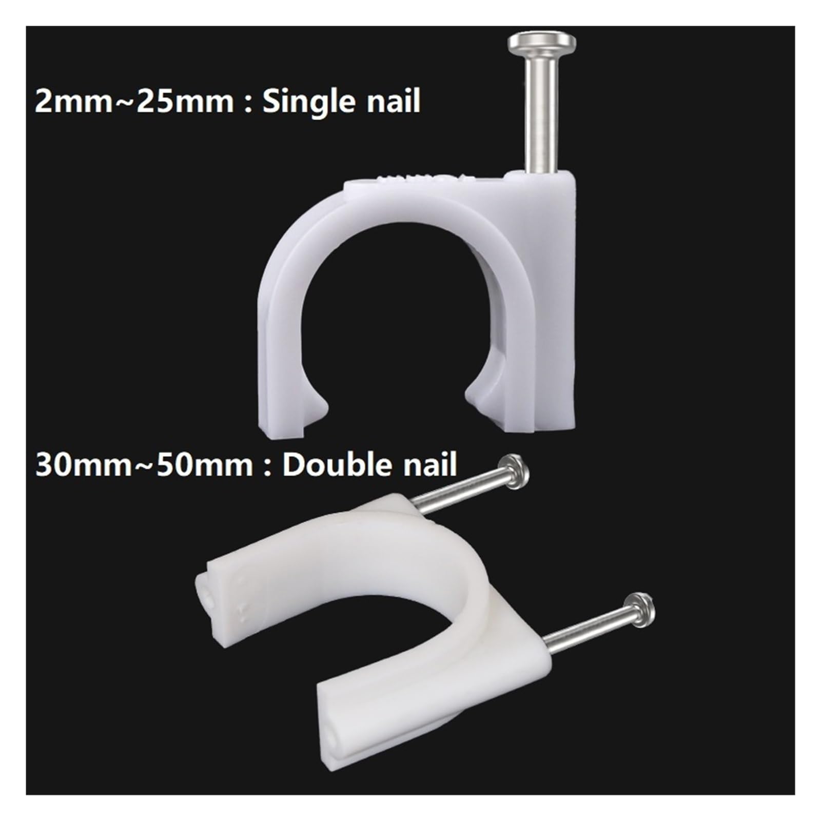 Clips for cables de clavos, abrazadera gestión con clip for acero 4-50 mm(9mm(100pcs))