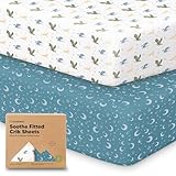KeaBabies 2-Pack Organic Crib Sheets for Boys, Girls - 52x28 Fitted Crib Mattress Sheet Neutral, Breathable Jersey Cotton Cover for Baby Bed, Toddler Mattress, Soft & Cute Prints (Dragon Tale)