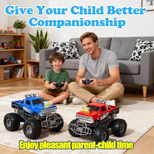 Highspeed Entry Level red rc Monster Truck with Light Spray 2.4GHz Upright 360 Rotate 4WD Monster Trucks rc Cars, 20+ KM/H Monster Trucks 70min (Max) Runtime,Halloween 8-12 - image 7