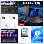 Lenovo ThinkPad E16 Gen 2 Business Laptop, 16" FHD+ Display, AMD Ryzen 7 7735U, 32GB DDR5 RAM, 1TB SSD, Fingerprint, Backlit, Wi-Fi 6, Windows 11 Pro, Bundle with Targus USB-C 100W Docking Station