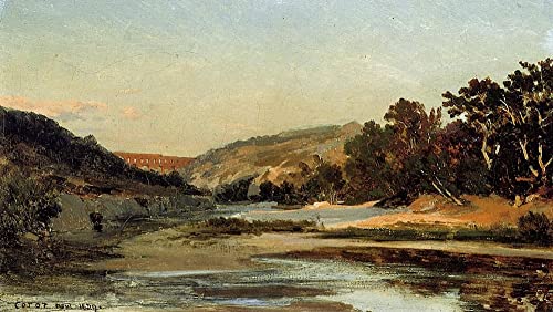 Impressions d'art l'Aqueduc de la Vallée de Corot tableau mural vintage haut de gamme