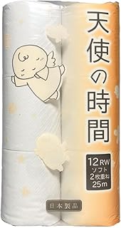 【森林を大切に！まとめ買い】 無漂白トイレットペーパー ダブル 天使の時間 ソフト 1ロール 25m(2枚重ね) 96ロール入り ケース買い 漂白剤と蛍光増白剤は不使用 紙幅114mmでお得 無香料 再生紙 日用品 消耗品 リサイクル 厚手 トイレ用品 備蓄 長良川上流の綺麗なお水利用 岐阜県美濃市 紙すきの町 川一製紙