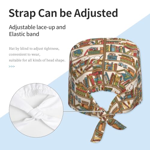 Image of Surgical Caps Men Women, Scrub Cap with Sweatband Adjustable
