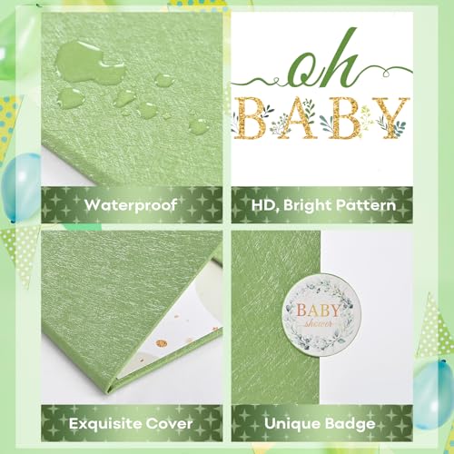 Image of Baby Shower Party Decorations Boys Sage Green Baby Shower Guest Book to Sign in Guestbooks Safari Oh Baby Alternative Signature Memory Book Gifts for Girls Creative Sign Card Board Keepsake Decor