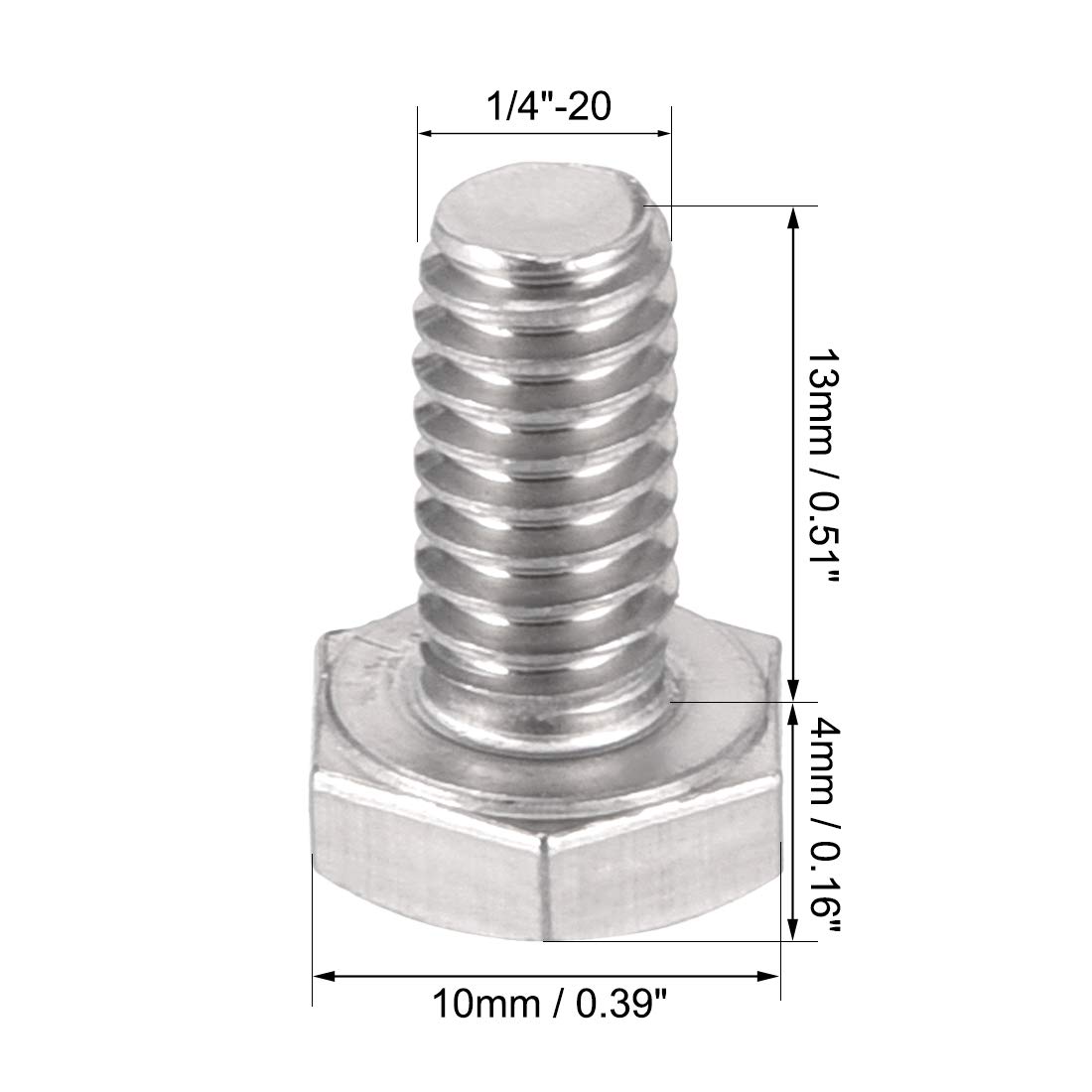 Viti Per Occhiali In Acciaio Inox 1/4-20 X 1-1/4 Pollici Con Testa A - Foto 5