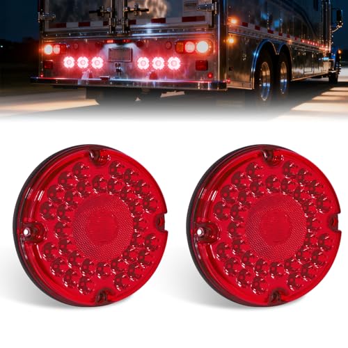 Image of 2PCS 7 inch 36 LED Round Trailer Tail Lights (Red)