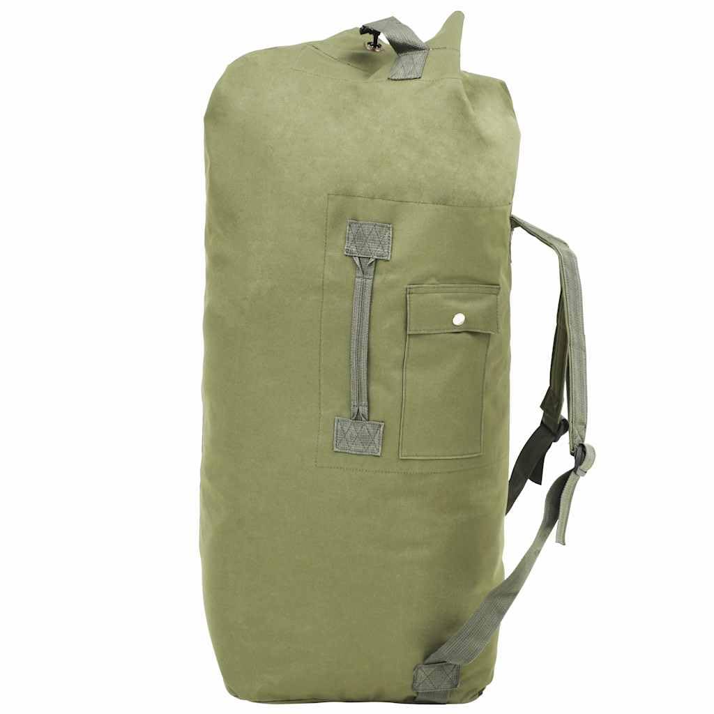 Worek marynarski Army Style 85 l, oliwkowo-zielony, wodoszczelny, składany, wytrzymały, z paskiem na ramię, idealny na kemping, do aktywności na świeżym powietrzu, w podróży, dla harcerzy