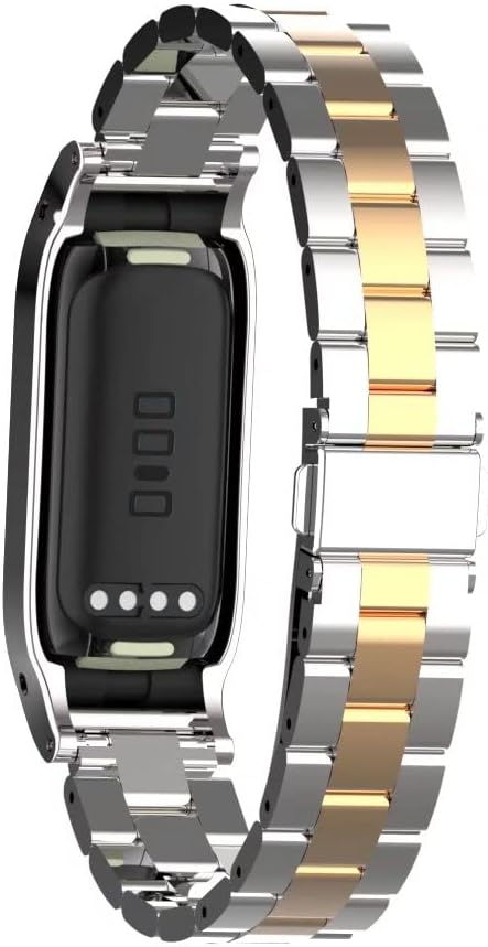 T-BLUER Compatible for Fitbit Luxe Stainless Steel Metal Buckle Bracelet Wrist Strap Sport Wristband Accessories Replacement for Fitbit Luxe Fitness Tracker Silver Gold - Image 3