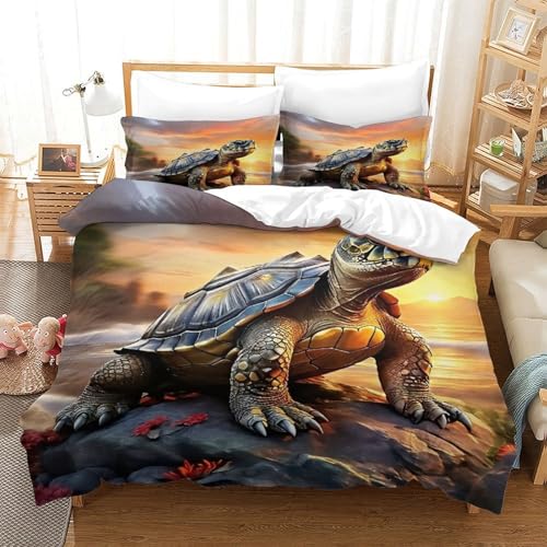 Housse de couette tortue de mer 260x220cm en microfibre douce - 2