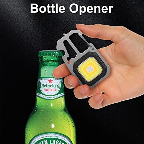 T-SUN Torch Portable Mini LED Small Work Light Keychain Flashlight 7 Modes 800 Lumens Rechargeable Inspection Lights with Bottle Opener Magnetic Base for Camping Repair Emergency Lighting (2 PCS)