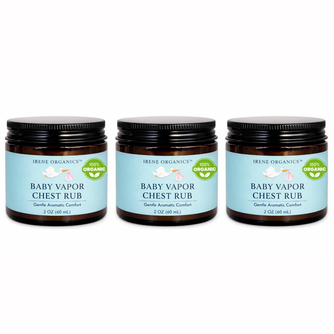 Irene Organics Organic Baby Vapor Chest Rub Clean Vapo Rub Clean, Non-Toxic Chest Balm for Babies, Toddlers & Kids, Made with Natural Eucalyptus & Lavender Oil (1, 1 Pack)